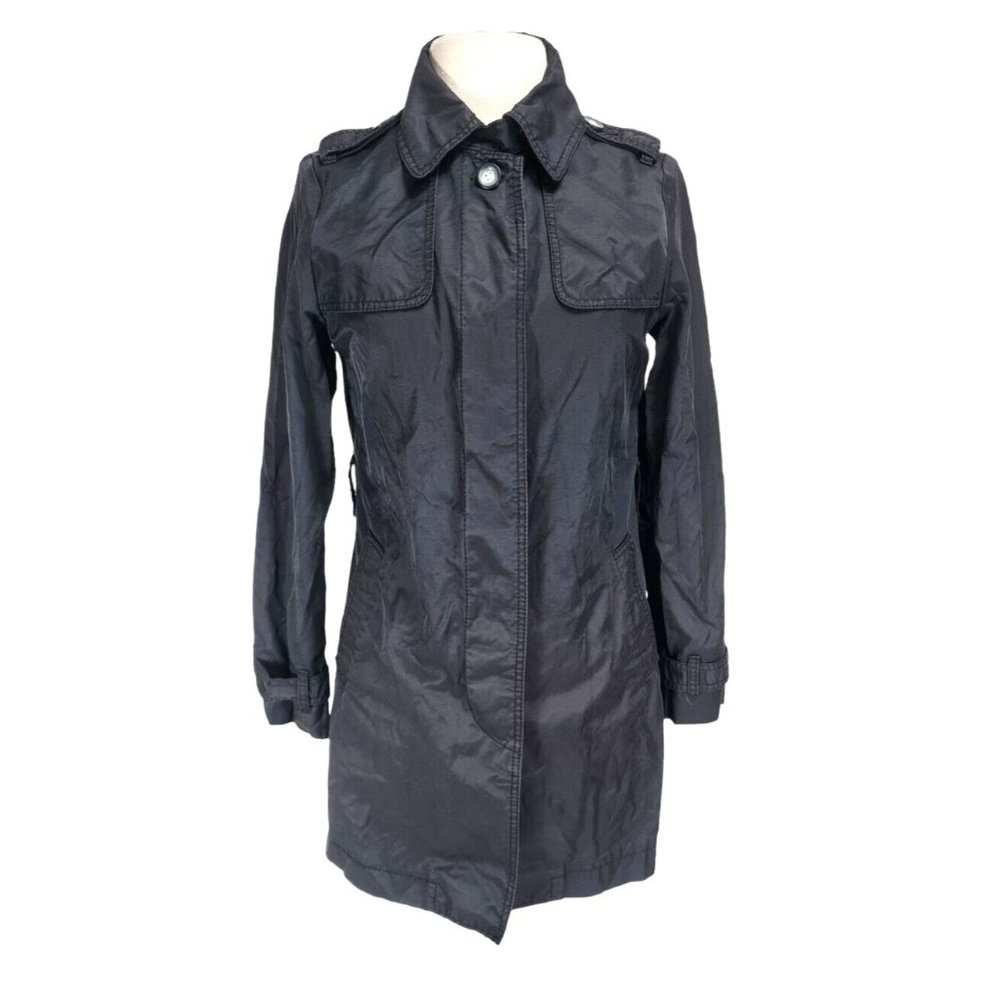 Gap Women Size S Black Windbreaker Trend Jacket Button Up Long Sleeve  190P